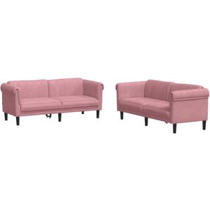 vidaXL 2-delige Loungeset fluweel roze