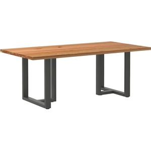 vidaXL Eettafel rechthoekig 200x100x74 cm massief eikenhout lichtbruin