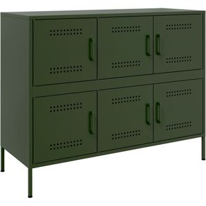 vidaXL Dressoir 100,5x39x79 cm staal olijfgroen
