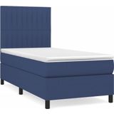 vidaXL Boxspring met matras stof blauw 90x190 cm