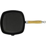 VidaXL Grillpan met Houten Handvat Gietijzer 20x20 cm