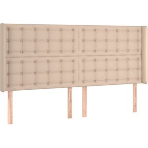 vidaXL Hoofdbord met randen 163x16x118/128cm kunstleer cappuccinokleur