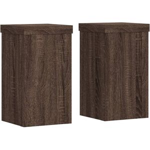 vidaXL Plantenstandaards 2 st 10x10x18 cm bewerkt hout bruin eiken