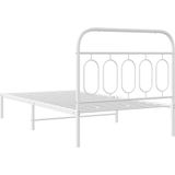 vidaXL Bedframe met hoofdbord metaal wit 100x200 cm