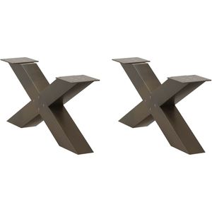 vidaXL Salontafelpoten 2 st X-vormig 70x(30-31) cm staal naturel