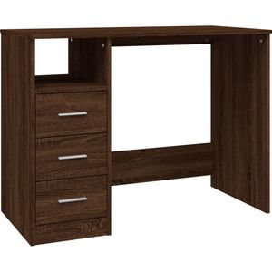 vidaXL Bureau met Lades 102x50x76 cm - Bewerkt Hout - Bruineikenkleurig