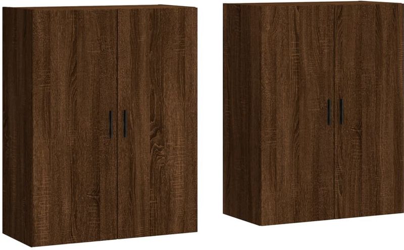 vidaXL Hangkasten 2 st 69,5x34x90 cm bruin eikenkleur