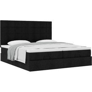 vidaXL Ottoman bed met matrassen 200x200cm stof zwart