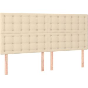 vidaXL Hoofdborden 4 st 90x5x78/88 cm stof crèmekleurig
