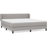 vidaXL Boxspring met matras stof lichtgrijs 180x200 cm