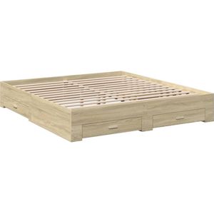 vidaXL Bedframe met lades bewerkt hout sonoma eikenkleurig 200x200 cm