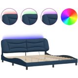 vidaXL Bedframe met LED-verlichting stof blauw 200x200 cm