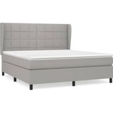 vidaXL Boxspring met matras stof lichtgrijs 160x200 cm