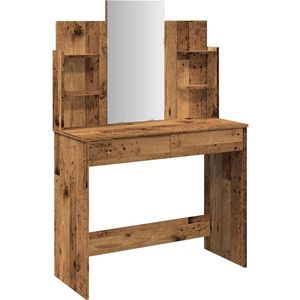 vidaXL Kaptafel met spiegel 96x39x142 cm oud houtkleurig