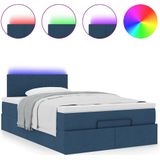 vidaXL Ottoman bed met matras en LED's 120x190 cm stof blauw