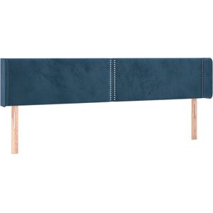 vidaXL Hoofdbord met randen 203x16x78/88 cm fluweel donkerblauw