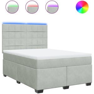 vidaXL - Boxspring - met - matras - fluweel - lichtgrijsx200 - cm