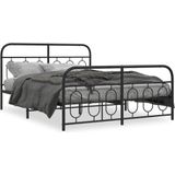 vidaXL Bedframe met hoofd- en voeteneinde metaal zwart 135x190 cm