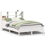 vidaXL - Bed - met - boekenkast - zonder - matras - grenenhout - witx200 - cm