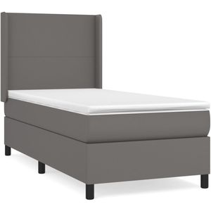 VidaXL Boxspring met Matras Kunstleer Grijs 90x190 cm