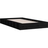 VidaXL Bedframe Massief Hout Zwart 75x190 cm - 2FT6 Small Single