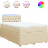 vidaXL Boxspring met matras stof crèmekleurig 120x190 cm