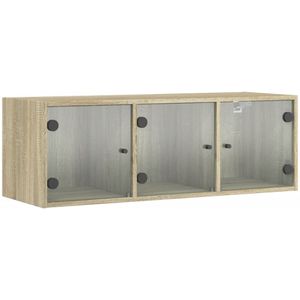 vidaXL Wandkast met glazen deuren 102x37x35 cm sonoma eikenkleurig