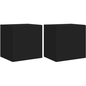 vidaXL Tv-wandmeubelen met LED-verlichting 2 st 40,5x35x40 cm zwart