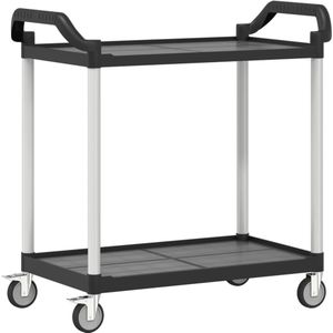 vidaXL Trolley 2-laags 99x50x97 cm aluminium zwart