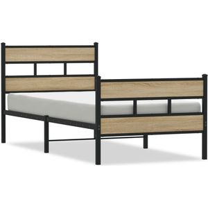 vidaXL Bedframe zonder matras metaal sonoma eikenkleurig 90x190 cm