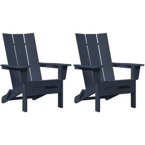 vidaXL Opvouwbare Adirondack Stoelen 2 stuks Marineblauw 74.5x80.5x90 cm HDPE