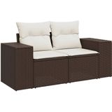 vidaXL - 10-delige - Loungeset - met - kussens - poly - rattan - bruin