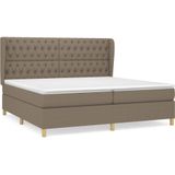 vidaXL Boxspring met matras stof taupe 200x200 cm