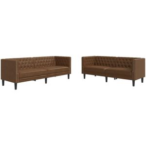 vidaXL 2-delige Loungeset Chesterfield-stijl kunstsuède bruin