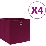 vidaXL-Opbergboxen-4-st-28x28x28-cm-nonwoven-stof-donkerrood