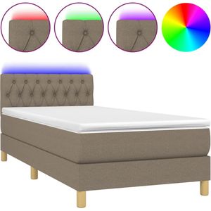 vidaXL Boxspring met matras en LED stof taupe 90x190 cm