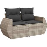 vidaXL 6-delige Loungeset met kussens poly rattan lichtgrijs