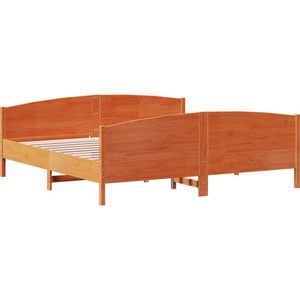 vidaXL Bedframe met hoofdbord massief grenenhout wasbruin 200x200 cm