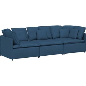 vidaXL Modulaire bank met kussens stof blauw