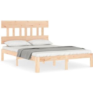 vidaXL Bedframe met hoofdbord massief hout