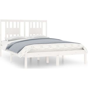 VidaXL Bedframe Massief Grenenhout Wit 120x200 cm