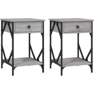 vidaXL Nachtkastjes 2 st 40x42x60 cm bewerkt hout grijs sonoma eiken