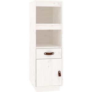 VidaXL Hoge Kast 34x40x108,5 cm Massief Grenenhout Wit