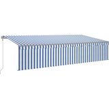 vidaXL Luifel automatisch uittrekbaar met rolgordijn 6x3 m blauw wit