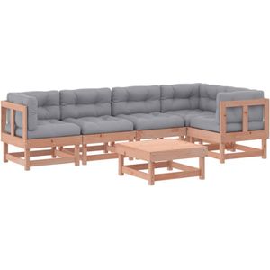 vidaXL 6-delige Loungeset met kussens massief douglashout