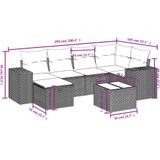 vidaXL - 7-delige - Loungeset - met - kussens - poly - rattan - zwart