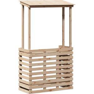 vidaXL Tuinbartafel met dak 112,5x57x195,5 cm massief hout