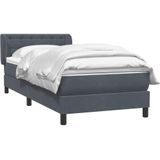 vidaXL - Boxspring - met - matras - fluweel - donkergrijsx220 - cm