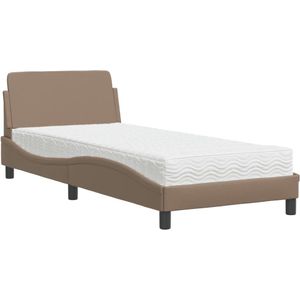vidaXL Bed met matras kunstleer cappuccinokleurig 90x190 cm
