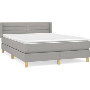 VidaXL Boxspring met Matras Stof Lichtgrijs 140x200 cm